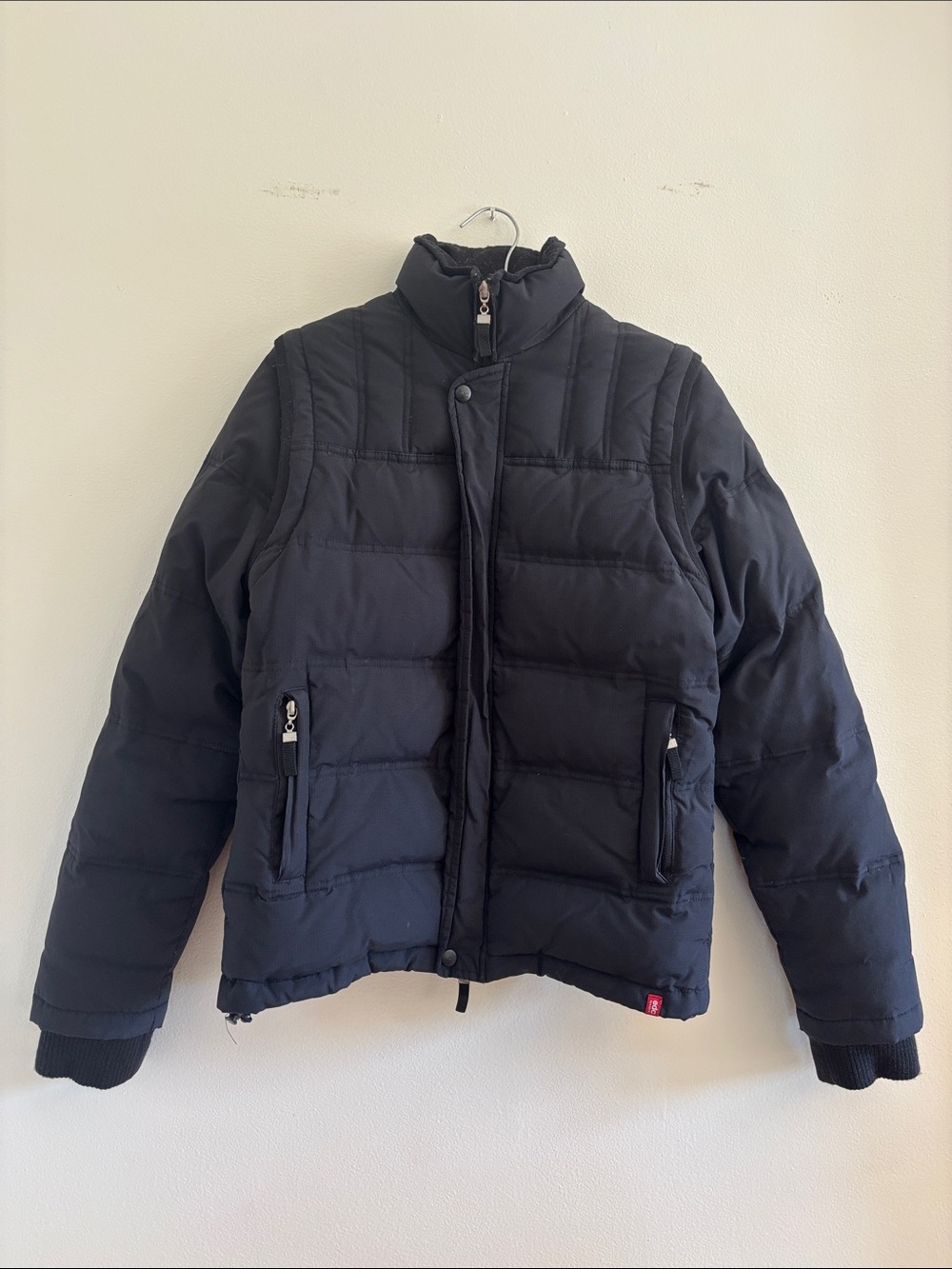 edc Men's Black Quilted Puffer Jacket/Vest with Detachable Sleeves!
